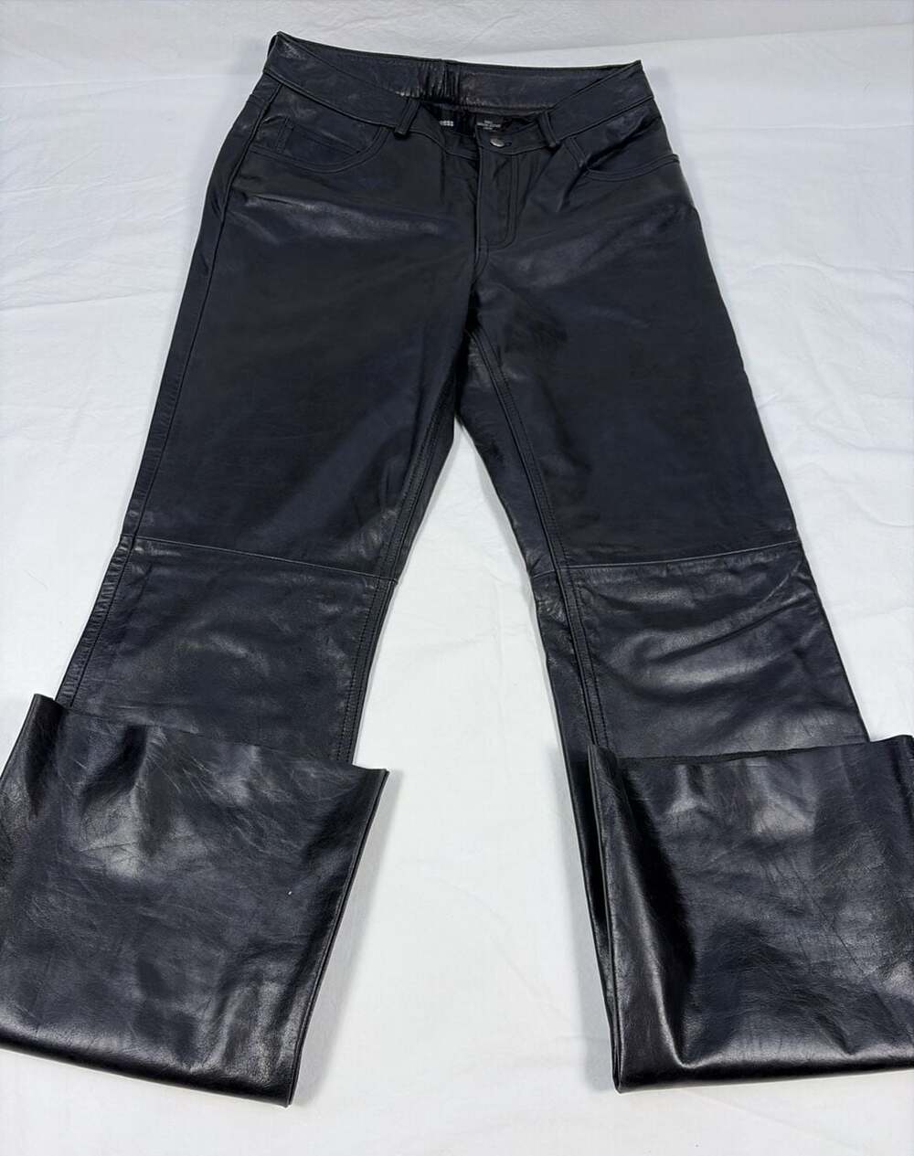 EXPRESS Black Genuine Leather Pants Size 3/4 Straight Leg